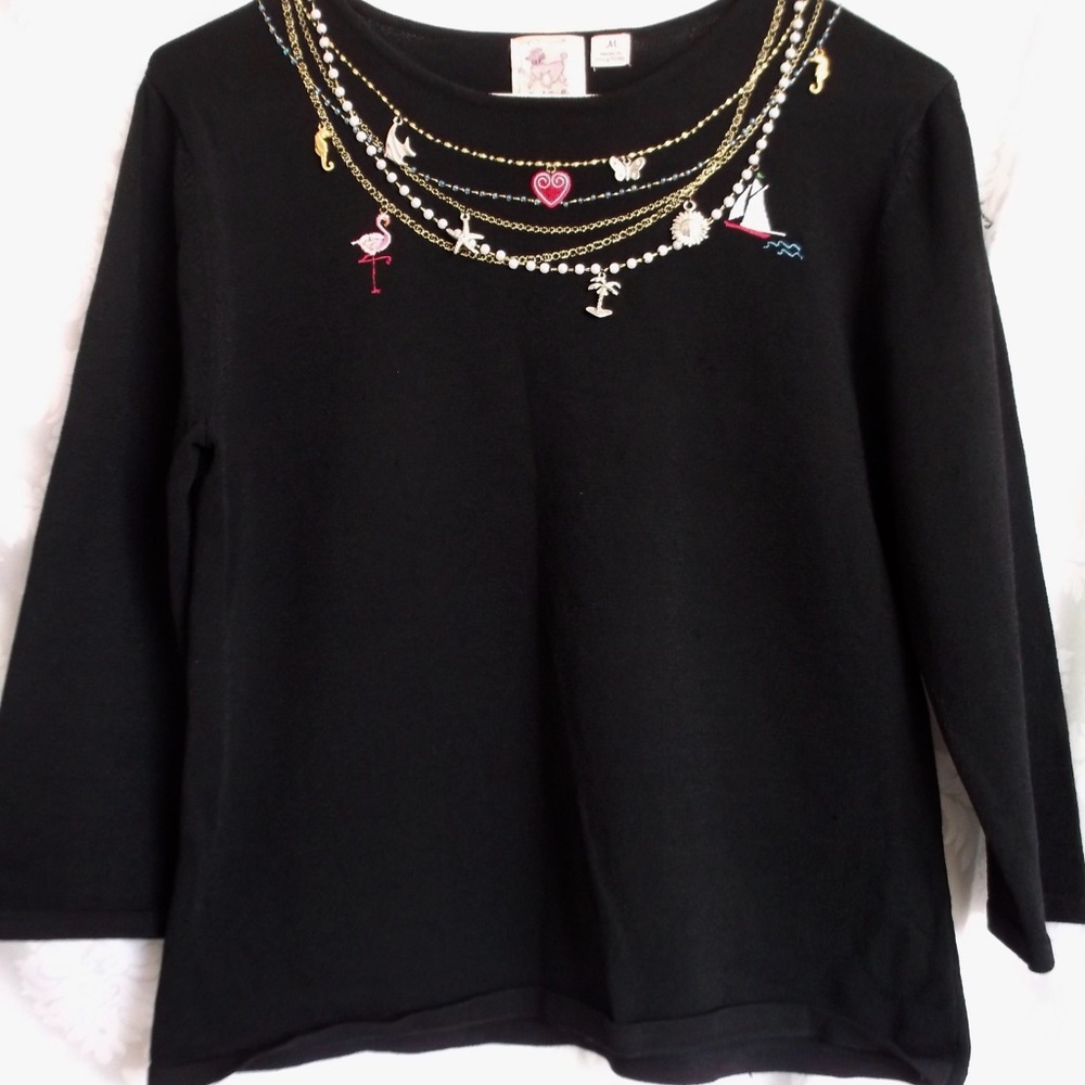 Pink Poodle top nautical jeweled M